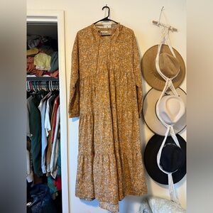 women’s Pieces from ASOS marigold yellow dress with white and green florals
